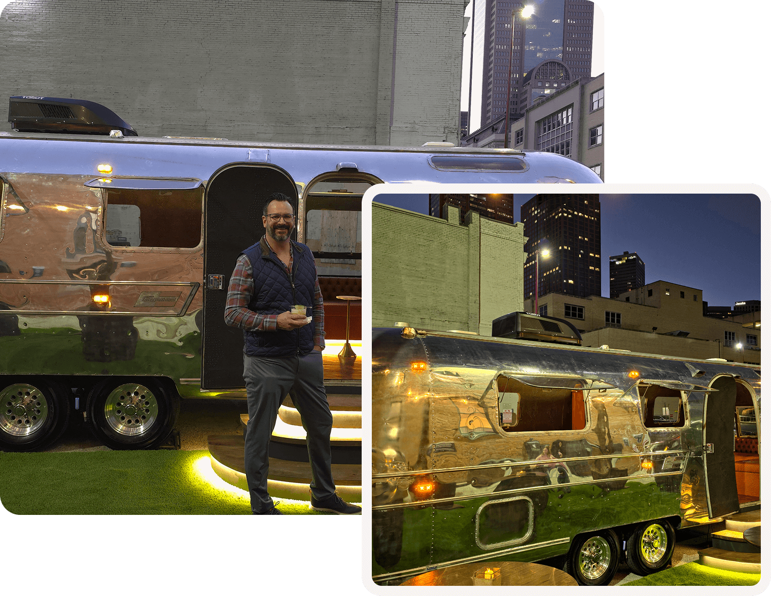 Nighttime view of reflective trailer