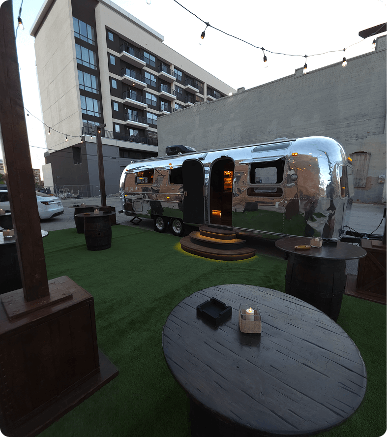 Airstream trailer in urban setting