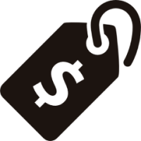 Black dollar price tag icon